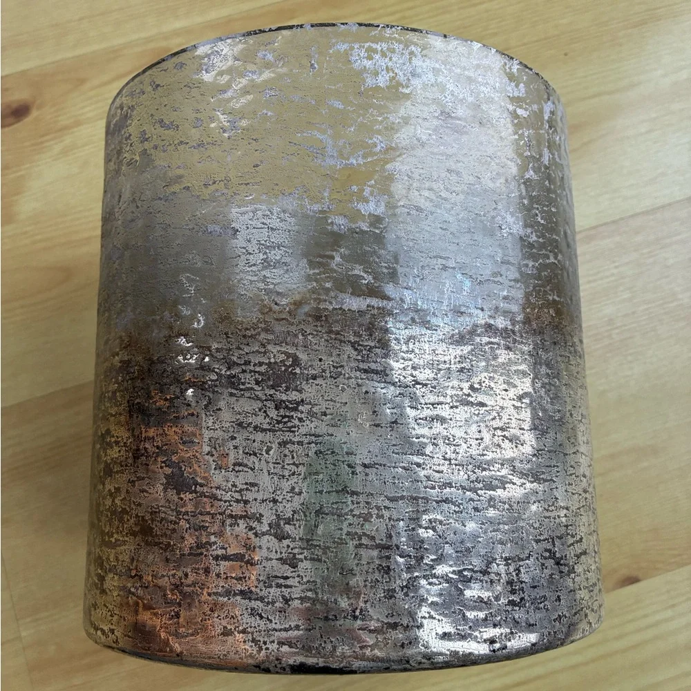 Set of 3 Crate & Barrel SONA Silver and Gray Glass Candle Holder Hurricanes